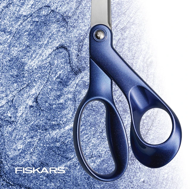 Alt view image 3 of 5 - 8" Designer Explore Collection Scissors, Blue Expanse | Precision Ground Stainless Steel Blades Stay Sharp, Bent Ergonomic Handles, Arts & Crafts
