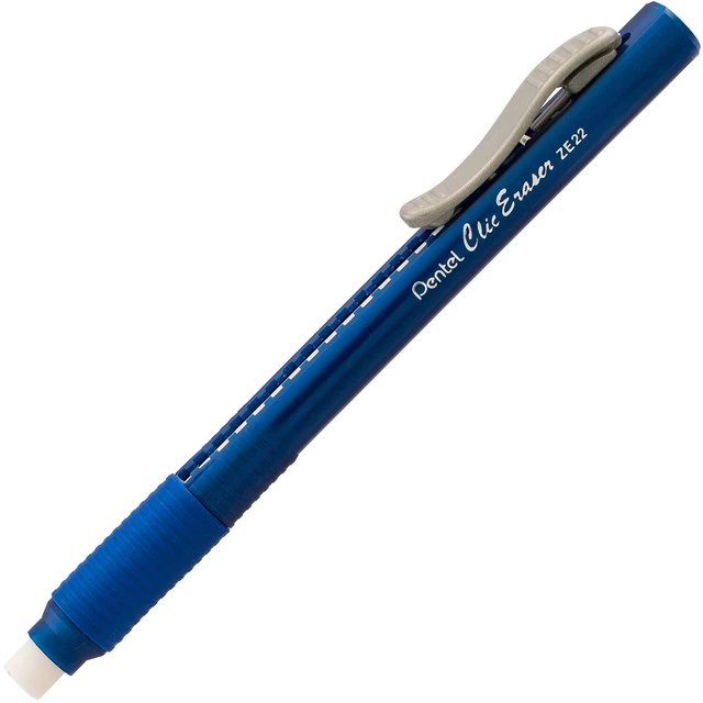 Alt view image 3 of 6 - Clic Eraser Grip Retractable Eraser with Grip Office Barrel Colors (Black, Red, Blue) 7 Pack