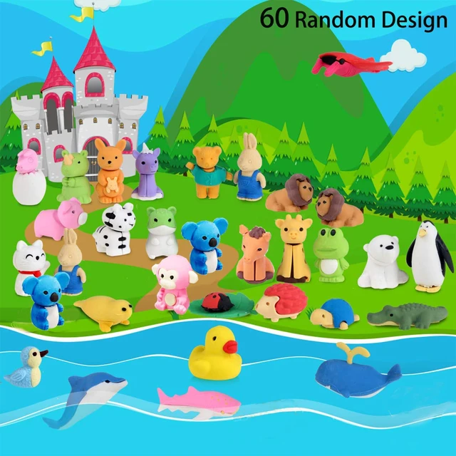 Alt view image 2 of 7 - 60Pcs Animal Erasers Desk Pets for Kids,Classroom Prizes | Bulk Pencil Puzzle Erasers for Back to School,Treasure Chest,Goodie bag stuffers,Easter Egg Fillers,Stocking Stuffers
