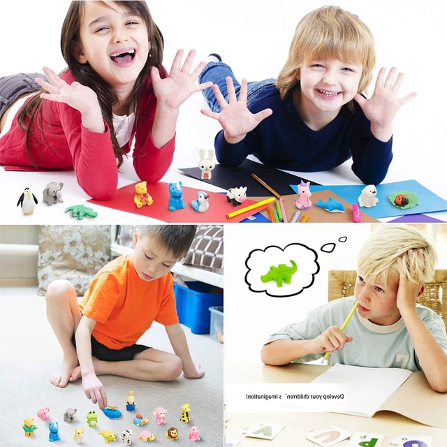 Alt view image 3 of 7 - 60Pcs Animal Erasers Desk Pets for Kids,Classroom Prizes | Bulk Pencil Puzzle Erasers for Back to School,Treasure Chest,Goodie bag stuffers,Easter Egg Fillers,Stocking Stuffers