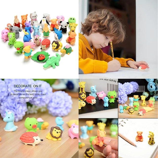 Alt view image 6 of 7 - 60Pcs Animal Erasers Desk Pets for Kids,Classroom Prizes | Bulk Pencil Puzzle Erasers for Back to School,Treasure Chest,Goodie bag stuffers,Easter Egg Fillers,Stocking Stuffers
