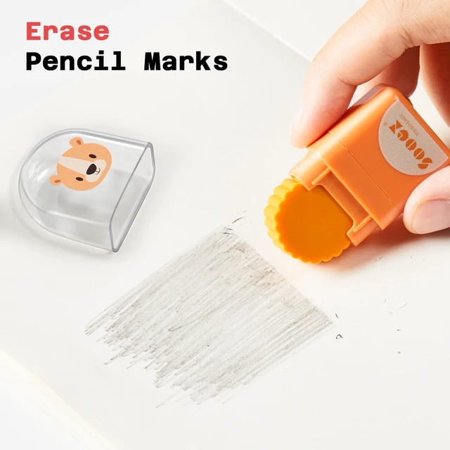 Alt view image 4 of 7 - 12 Pack Pencil Erasers, Cute Animal Eraser with Clean up Roller and Cover, Latex-Free, Bulk Art Drawing Erasers for Students & Teacher Classroom/School Supplies, Party Favor