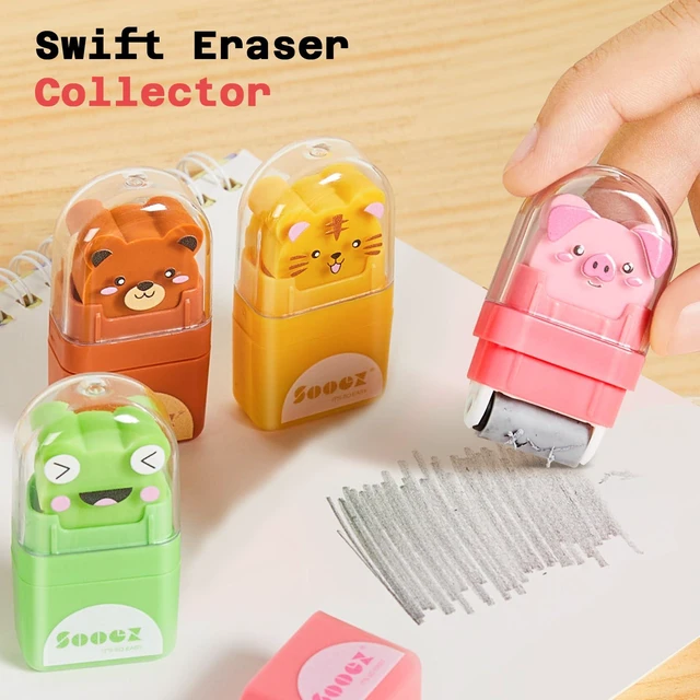 Alt view image 5 of 7 - 12 Pack Pencil Erasers, Cute Animal Eraser with Clean up Roller and Cover, Latex-Free, Bulk Art Drawing Erasers for Students & Teacher Classroom/School Supplies, Party Favor