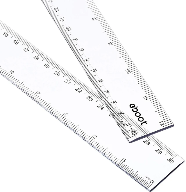 Main image of 2 Pcs Clear Plastic Ruler Straight Ruler for School, 12 Inch | Clear Ruler,Measuring Tool for Student School Office Artists Designers Engineers,Plastic Ruler for 3 Ring Binder