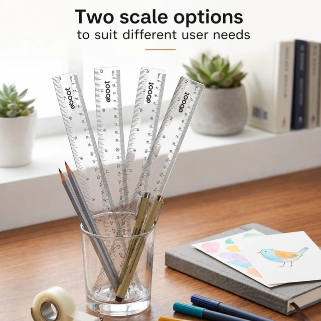 Alt view image 3 of 7 - 2 Pcs Clear Plastic Ruler Straight Ruler for School, 12 Inch | Clear Ruler,Measuring Tool for Student School Office Artists Designers Engineers,Plastic Ruler for 3 Ring Binder
