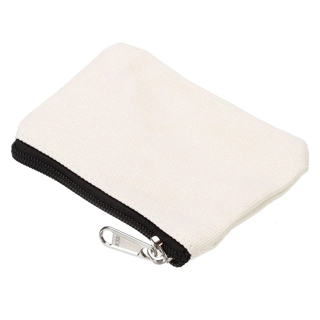 Alt view image 4 of 5 - 3" x 5" Coin Purse Pouch Change Purses Small Organizer Bags 3Pcs | with Zipper Canvas for Home, White