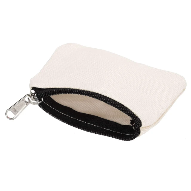 Alt view image 3 of 5 - 3" x 5" Coin Purse Pouch Change Purses Small Organizer Bags 3Pcs | with Zipper Canvas for Home, White