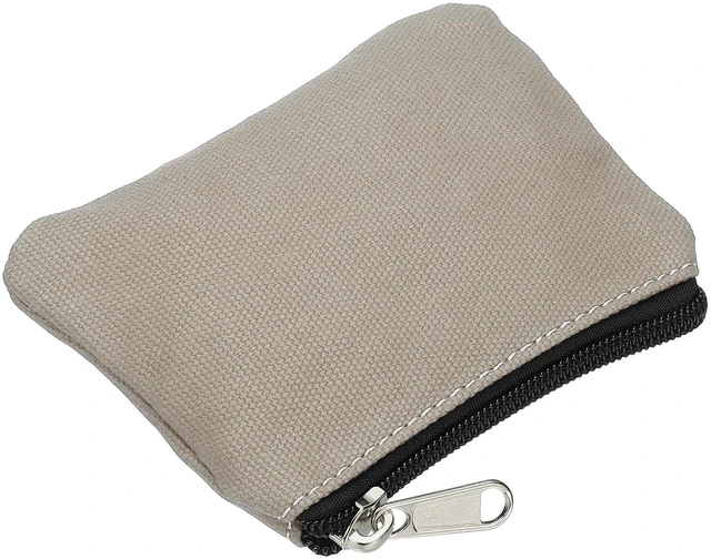 Main image of 3" x 5" Coin Purse Pouch Gray | Change Purses Small Organizer Bags with Zipper Canvas for Home