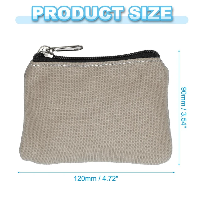 Alt view image 2 of 6 - 3" x 5" Coin Purse Pouch Gray | Change Purses Small Organizer Bags with Zipper Canvas for Home