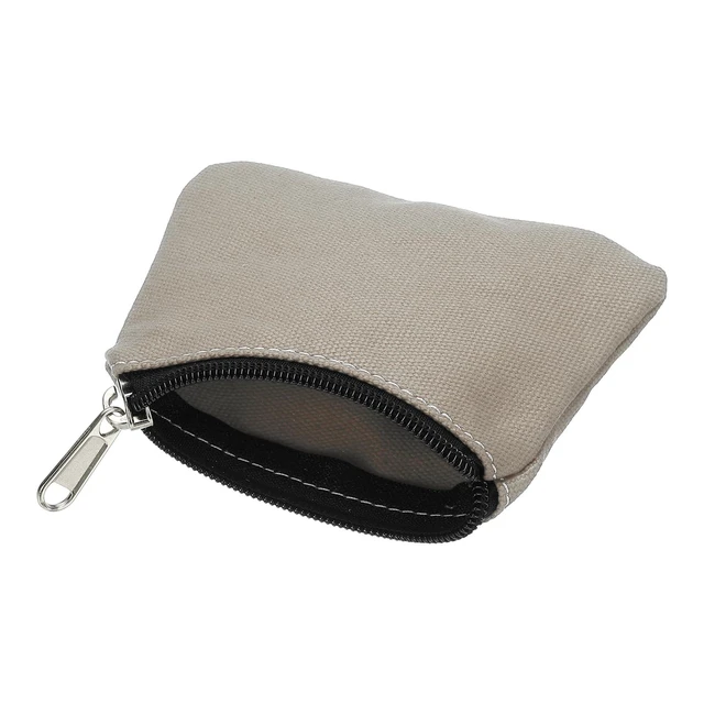 Alt view image 3 of 6 - 3" x 5" Coin Purse Pouch Gray | Change Purses Small Organizer Bags with Zipper Canvas for Home