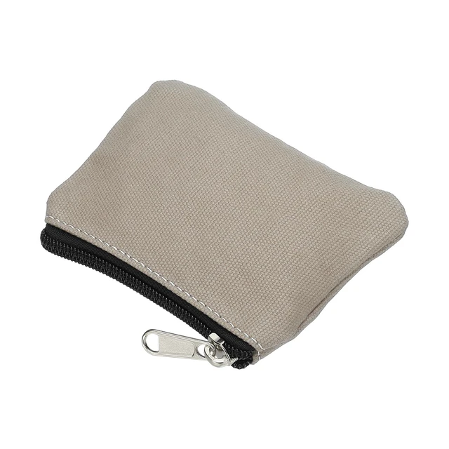 Alt view image 4 of 6 - 3" x 5" Coin Purse Pouch Gray | Change Purses Small Organizer Bags with Zipper Canvas for Home