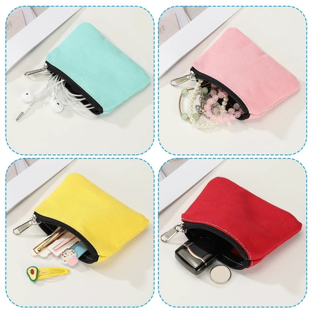 Alt view image 5 of 6 - 3" x 5" Coin Purse Pouch Gray | Change Purses Small Organizer Bags with Zipper Canvas for Home