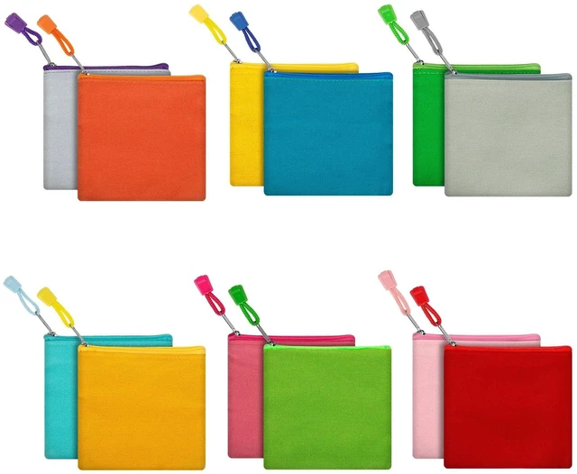 Main image of 12 Pack DIY Craft Cotton Canvas Bag, Multi-Purpose Cosmetic Bag Makeup Pouches with Zipper Travel Toiletry Bag Pen Pencil Bag (Multicolor, XS) (D003)