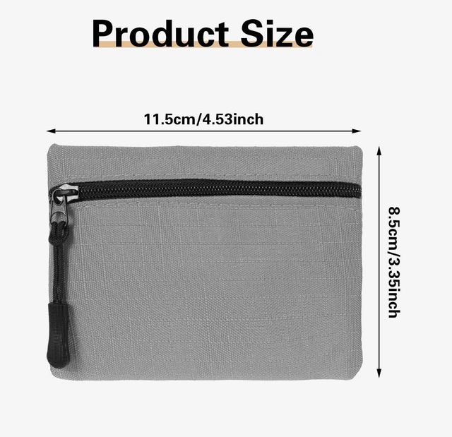 Alt view image 4 of 7 - Mini Coin Purse, Small Canvas Change Pouch for Women, Cute Portable Zipper Coin Bag, Gray Oxford Fabric