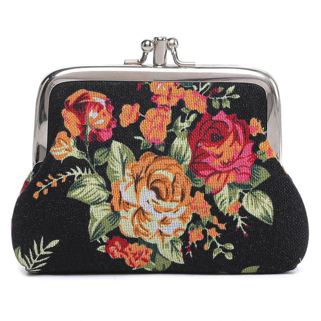Alt view image 7 of 7 - Cute Floral Buckle Coin Purse Retro Kiss-lock Change Purse Wallets | 2 Compartments Flower Change Purse Pouch Kiss Lock Women's Coin Purses Vintage Mini Wallets Christmas Small Gifts for Women