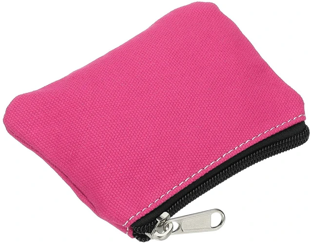 Main image of 3" x 5" Coin Purse Pouch, Change Purses Small Organizer Bags with Zipper Canvas for Home, Rose Red
