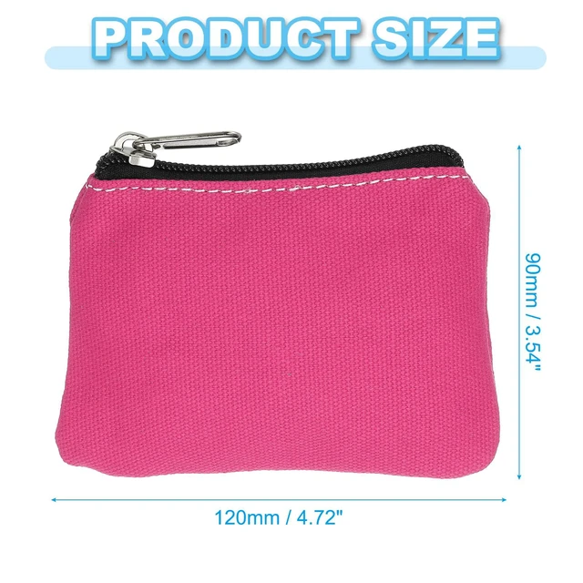 Alt view image 2 of 6 - 3" x 5" Coin Purse Pouch, Change Purses Small Organizer Bags with Zipper Canvas for Home, Rose Red
