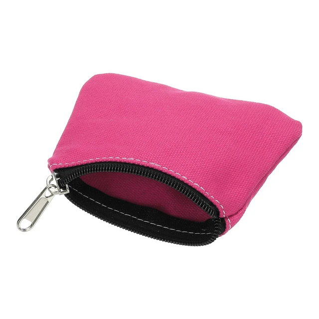 Alt view image 3 of 6 - 3" x 5" Coin Purse Pouch, Change Purses Small Organizer Bags with Zipper Canvas for Home, Rose Red