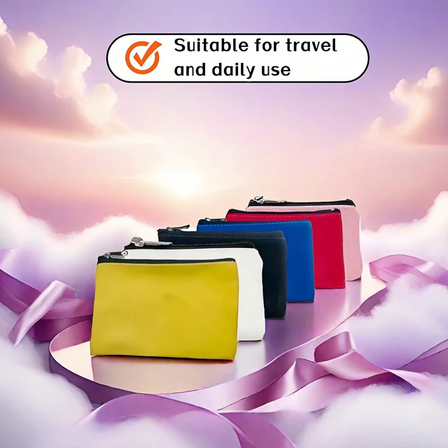 Alt view image 2 of 7 - 6 Pack Canvas Zipper Bags, Small Makeup Lipstick Cosmetic Pen Organizer Storage Bags, Pouch Carrying Purse