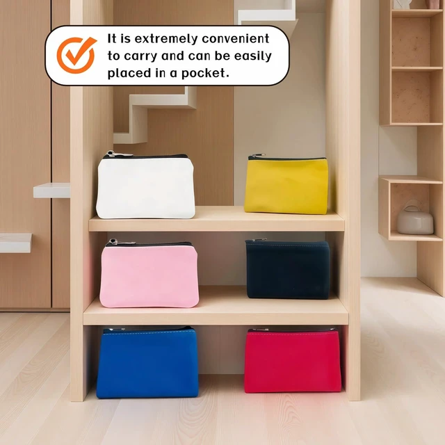 Alt view image 6 of 7 - 6 Pack Canvas Zipper Bags, Small Makeup Lipstick Cosmetic Pen Organizer Storage Bags, Pouch Carrying Purse