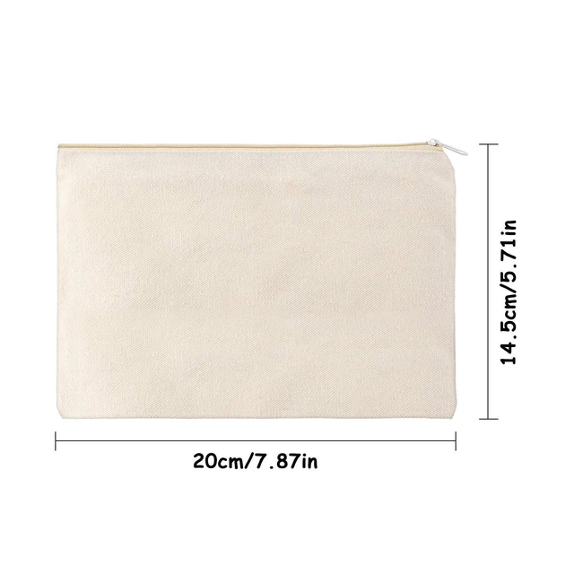 Alt view image 2 of 7 - 16 Pcs Blank Canvas Zipper Pouch Pencil Bag Bulk, M, Beige | Sturdy Canvas, Plain Cosmetic Bag for Sublimation DIY Craft, Multipurpose Storage Organizer for Travel Toiletry Women Gift