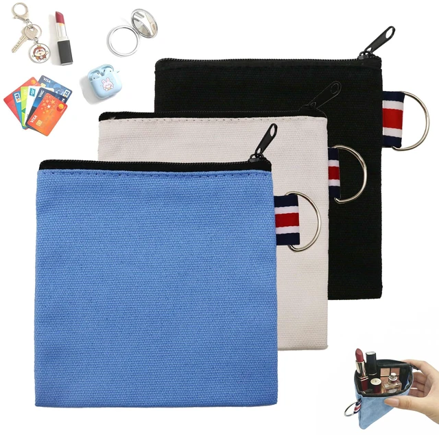 Alt view image 2 of 7 - Small Canvas Zipper Pouch - Coin Purse & Makeup Bag Organizer with Durable Zipper, Multi-Functional Travel Essentials Bag for Women Girls, Small Pouches for Purse