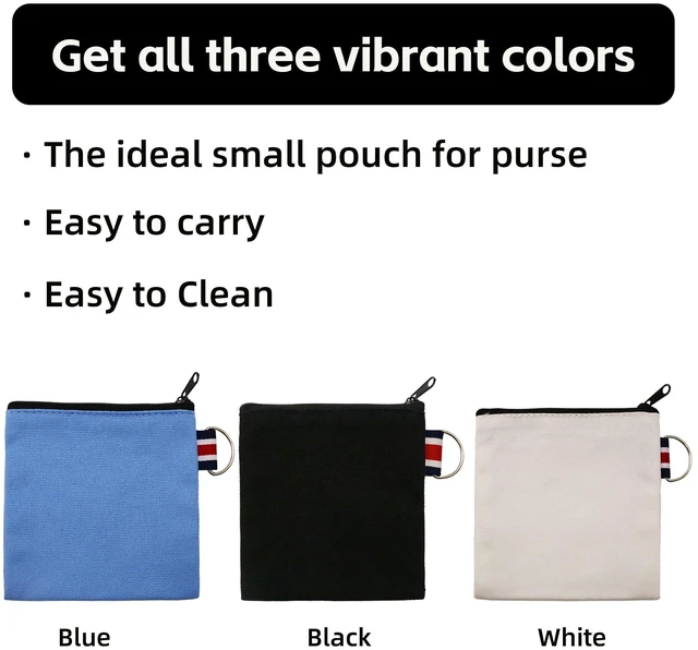 Alt view image 6 of 7 - Small Canvas Zipper Pouch - Coin Purse & Makeup Bag Organizer with Durable Zipper, Multi-Functional Travel Essentials Bag for Women Girls, Small Pouches for Purse
