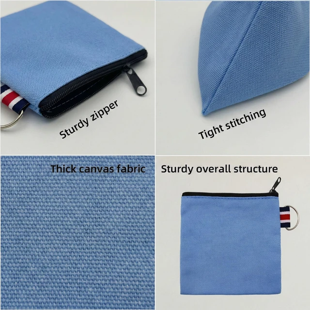 Alt view image 7 of 7 - Small Canvas Zipper Pouch - Coin Purse & Makeup Bag Organizer with Durable Zipper, Multi-Functional Travel Essentials Bag for Women Girls, Small Pouches for Purse