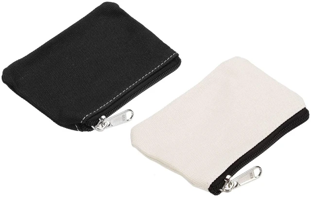 Main image of 3" x 5" Coin Purse Pouch, 2 Pack Change Purses Small Organizer Bags with Zipper Canvas for Home, Black White