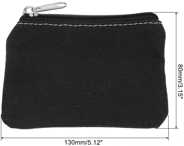 Alt view image 2 of 6 - 3" x 5" Coin Purse Pouch, 2 Pack Change Purses Small Organizer Bags with Zipper Canvas for Home, Black White