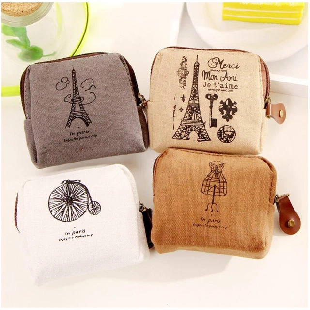 Alt view image 3 of 7 - Canvas Coin Bags Women's Small Change Cash Purse Wallets (Set of 4, Paris)