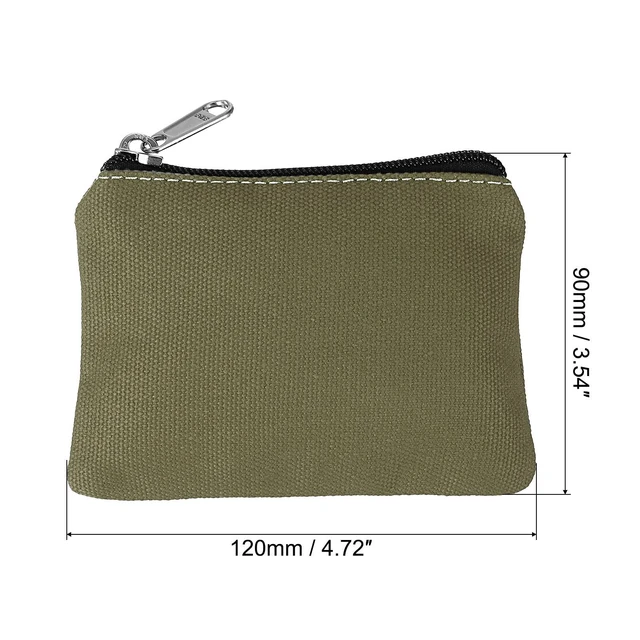 Alt view image 2 of 5 - 3.5" x 5" Coin Purse Pouch, Change Purses Small Organizer Bags with Zipper Canvas for Home, Forest Green
