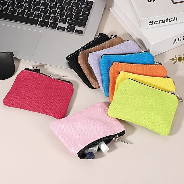 Alt view image 5 of 5 - 3.5" x 5" Coin Purse Pouch, Change Purses Small Organizer Bags with Zipper Canvas for Home, Forest Green