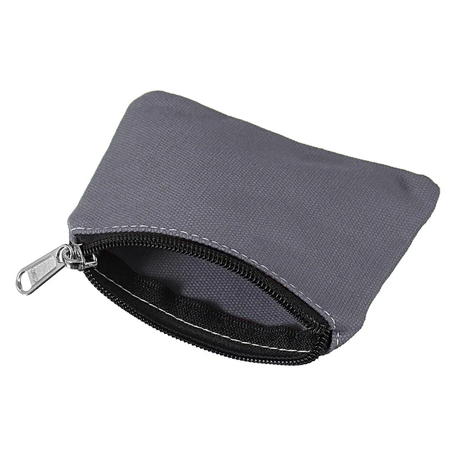 Alt view image 3 of 5 - 3.5" x 5" Coin Purse Pouch, Change Purses Small Organizer Bags with Zipper Canvas for Home, Dark Gray