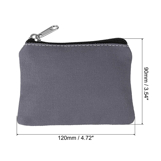 Alt view image 2 of 5 - 3.5" x 5" Coin Purse Pouch, Change Purses Small Organizer Bags with Zipper Canvas for Home, Dark Gray
