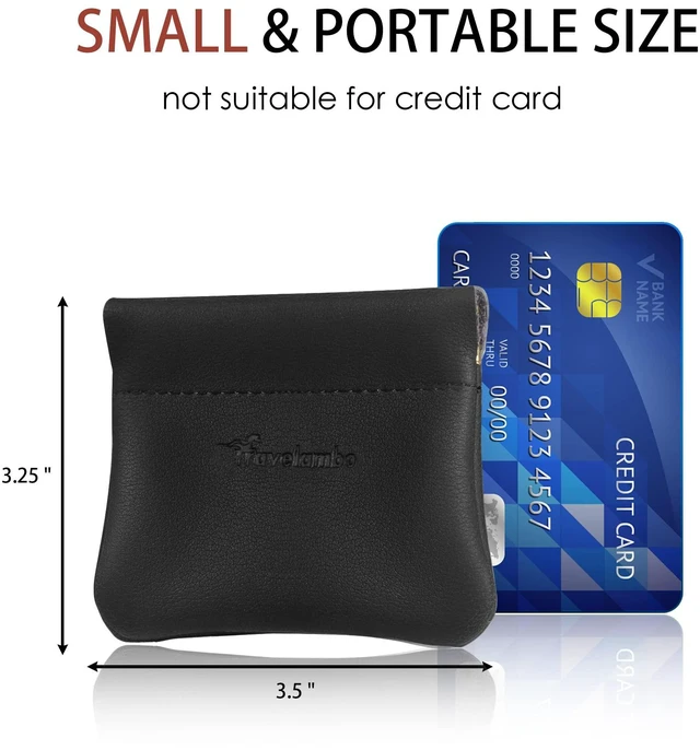 Alt view image 5 of 7 - Leather Squeeze Coin Purse Pouch Change Holder For Men & Women (01 Vintage Black)