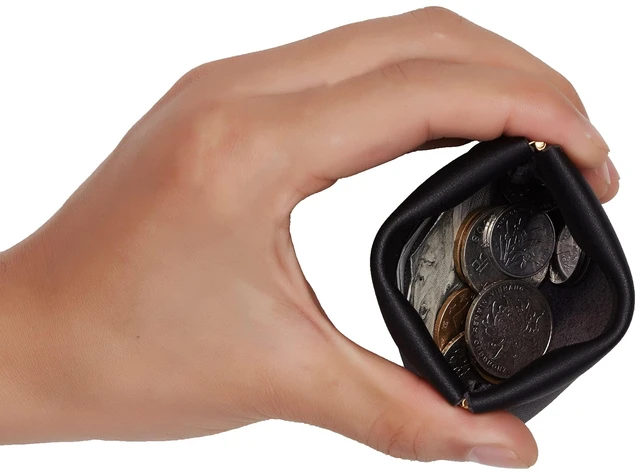 Alt view image 4 of 7 - Leather Squeeze Coin Purse Pouch Change Holder For Men & Women (01 Vintage Black)
