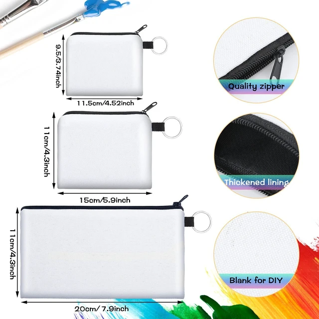 Alt view image 2 of 7 - 10 Pieces Sublimation Coin Purse DIY Blank Bags, 3.74 x 4.52 Inches | Blank Makeup Bags Bulk, Cosmetic Pouch, Small Cute Coin Purse, Heat Transfer Canvas Bag with Zipper for Ladies Kids