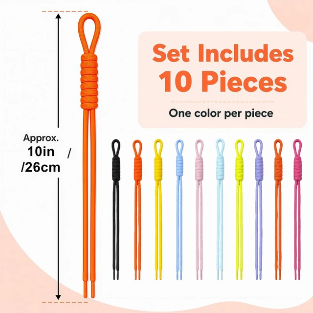 Alt view image 7 of 7 - Paracord Keychain,10Pcs Rope Keychain,Paracord Bag Charm for Purse Handbag | Decoration Accessories,10 Colors.for bead holes over 5mm/0.2in,not fit for holes under 5mm/0.2in.