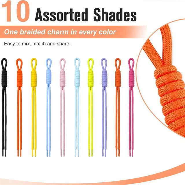 Alt view image 5 of 7 - Paracord Keychain,10Pcs Rope Keychain,Paracord Bag Charm for Purse Handbag | Decoration Accessories,10 Colors.for bead holes over 5mm/0.2in,not fit for holes under 5mm/0.2in.