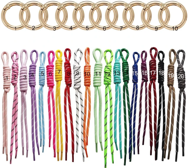 Main image of 8/10/20/30 Pack Paracord Keychain Bag Charms Colorful Braided Charms for Key Chain Purse Backpack Handbag Decoration (20 Multicolors)