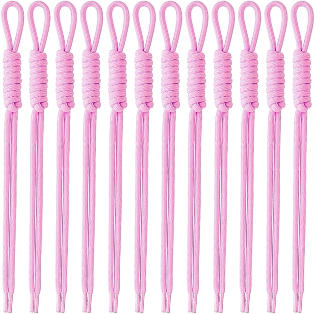 Main image of 12pcs Paracord Rope Keychain Bag Charms, Pink | Polyester, Colorful, Braided Rope, Knot, 10.2in, for Handbag Purse Backpack Decoration