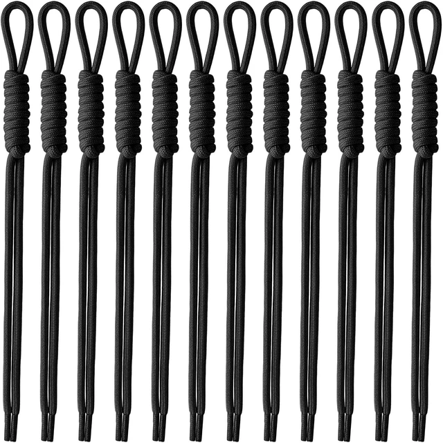 Main image of 12pcs Paracord Rope Keychain Bag Charms, Black | Polyester, Colorful, Braided Rope, Knot, 10.2in, for Handbag Purse Backpack Decoration
