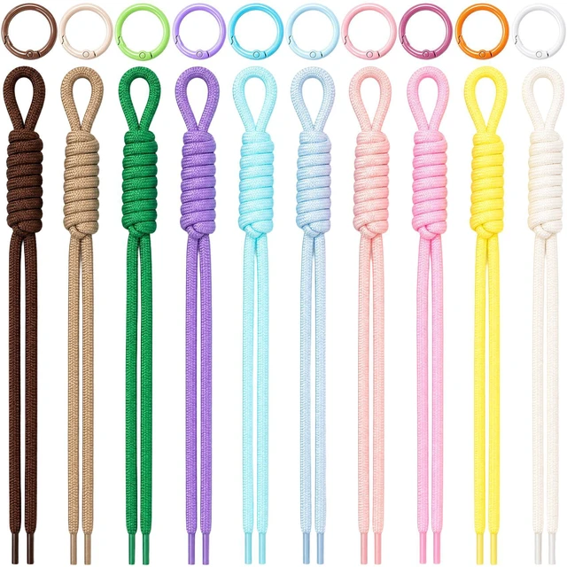 Main image of 10pcs Paracord Rope Keychain, Paracord Keychain Bag Charms, 10 Color | Polyester & Alloy, with O Ring, Colorful, Braided Rope, Knot, 9.05in, for Handbag Purse Backpack Decoration