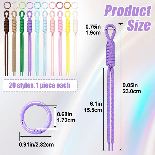 Alt view image 2 of 7 - 10pcs Paracord Rope Keychain, Paracord Keychain Bag Charms, 10 Color | Polyester & Alloy, with O Ring, Colorful, Braided Rope, Knot, 9.05in, for Handbag Purse Backpack Decoration