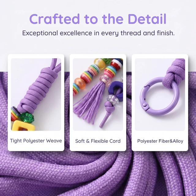 Alt view image 3 of 7 - 10pcs Paracord Rope Keychain, Paracord Keychain Bag Charms, 10 Color | Polyester & Alloy, with O Ring, Colorful, Braided Rope, Knot, 9.05in, for Handbag Purse Backpack Decoration