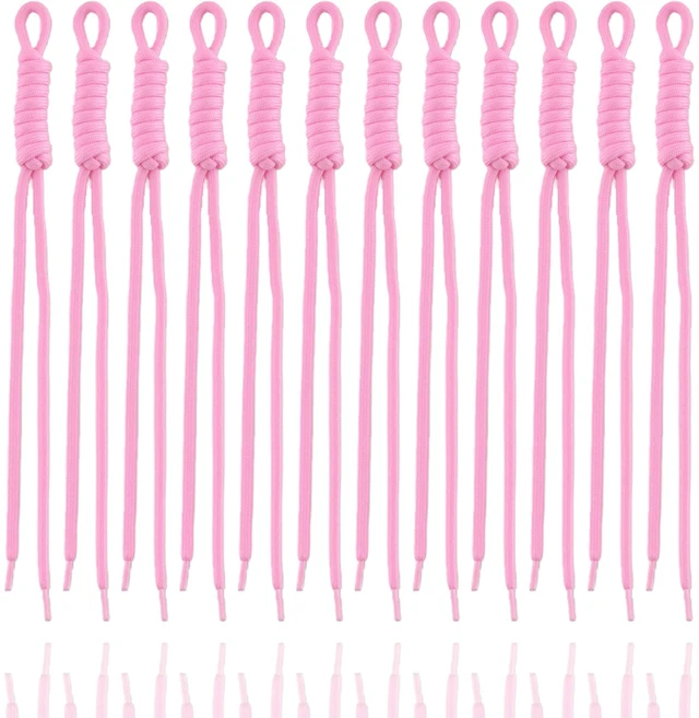 Main image of Paracord Keychain 12pcs Pink Paracord Rope Keychain Bag Charm Braided Cord Rope Bag Charm for Purse Handmade Key Chain Backpack Handbag Decoration
