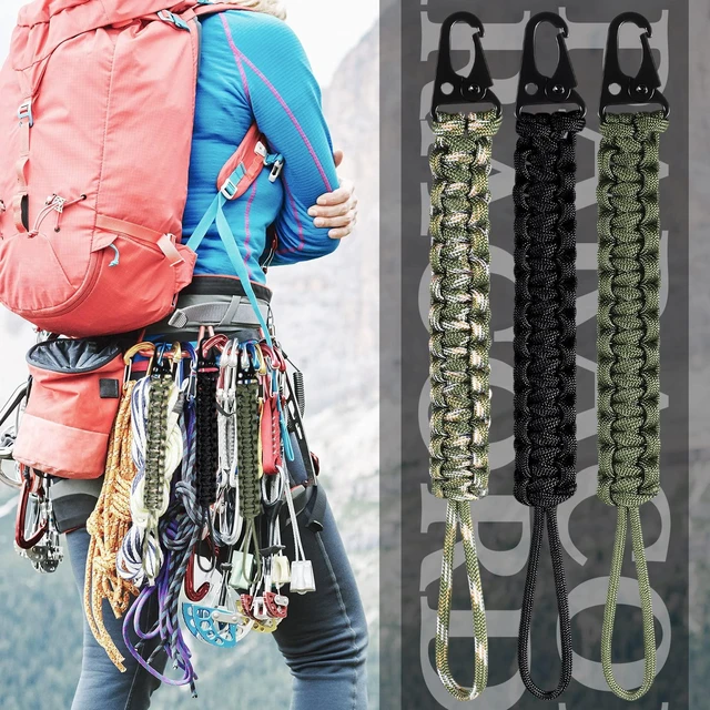 Alt view image 4 of 6 - 3 Pcs 550 Paracord Lanyard Keychain,Black, Green, Camouflage Green