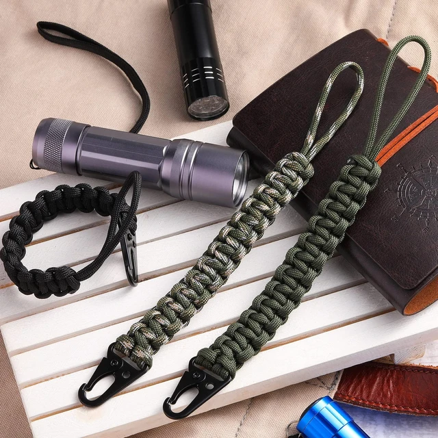 Alt view image 6 of 6 - 3 Pcs 550 Paracord Lanyard Keychain,Black, Green, Camouflage Green