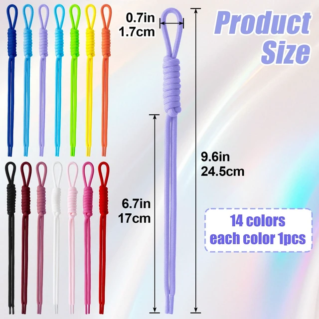 Alt view image 2 of 7 - 14pcs Paracord Rope Keychain, Paracord Bag Charms, 14 Colors | Polyester, Colorful, Braided Rope, Knot, 9.6×0.7in, for Handbag Purse Backpack Decoration